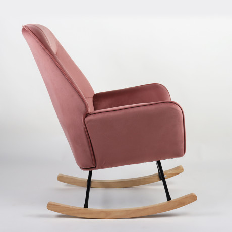 Πολυθρόνα Κουνιστή ArteLibre BERTIE Σάπιο Μήλο Βελούδο/Μέταλλο/Ξύλο 87x72x96cm