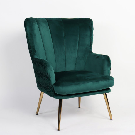 Πολυθρόνα ArteLibre KOLDENREE Πράσινο Βελούδο/Μέταλλο/Ξύλο 74x72x91cm