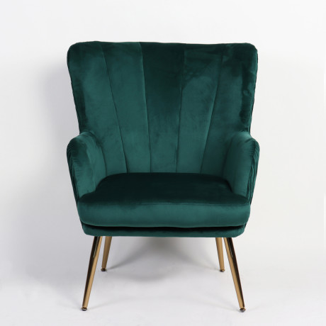 Πολυθρόνα ArteLibre KOLDENREE Πράσινο Βελούδο/Μέταλλο/Ξύλο 74x72x91cm