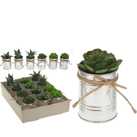 Φυτό Τεχνητό ArteLibre Σε Μεταλλικό Γλαστράκι 7x7x12cm Σε 6 Ποικιλίες