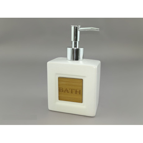 Ντισπένσερ 'Bath' Λευκό Κεραμικό/Μπαμπού