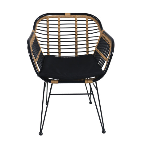Καρέκλα Κήπου ArteLibre ATINIUS Φυσικό/Μαύρο Μέταλλο/Rattan 58x62x82cm