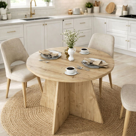 Τραπέζι Tailor Megapap Χρώμα Sapphire oak Ø100x75,7εκ.