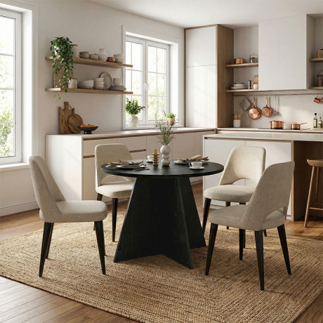 Τραπέζι Tailor Megapap Χρώμα Sencron Black Ø100x75,7εκ.