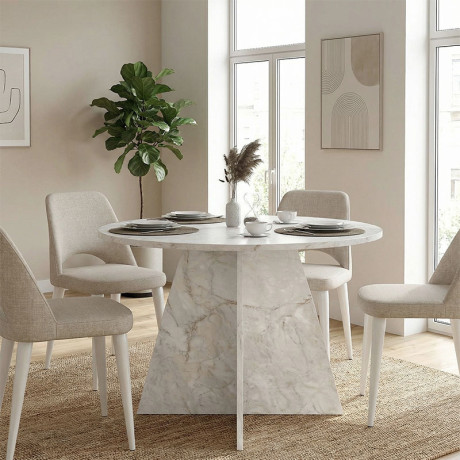 Τραπέζι Tailor Megapap Χρώμα Λευκό εφέ Μαρμάρου Ø120x75,7εκ.