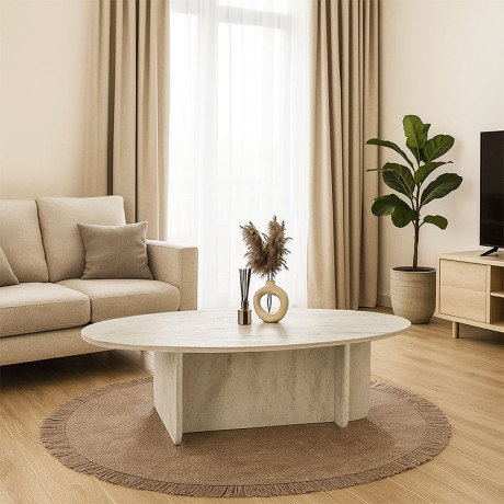 Τραπεζάκι Σαλονιού Ravey Megapap Χρώμα Travertine 120x60x39,6εκ.