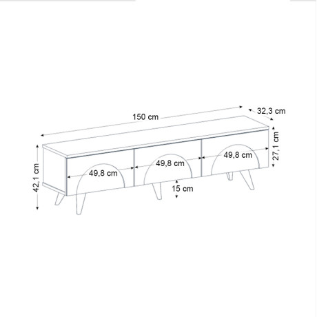 Έπιπλο Τηλεόρασης Bono Megapap Χρώμα Λευκό - Sepet oak 150x32,3x42,1εκ.