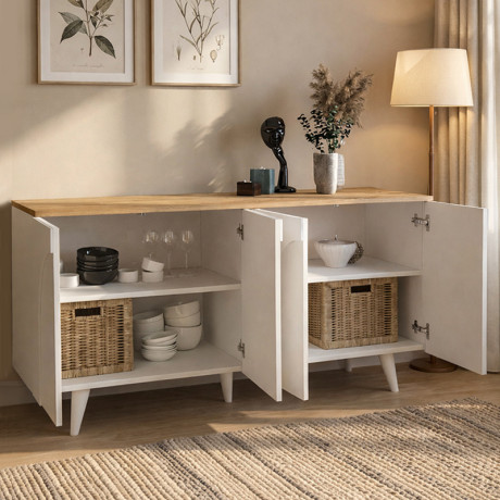 Μπουφές Bono Megapap Χρώμα Λευκό - Sepet oak 150x45x74,6εκ.