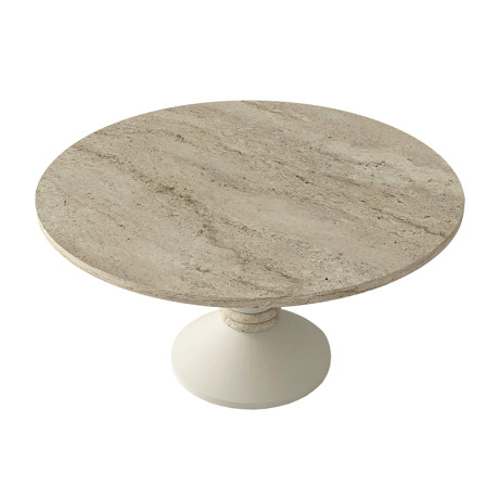 Τραπεζάκι Σαλονιού Lepper Megapap Χρώμα Travertine - Sandstone Ø75x39,8εκ.