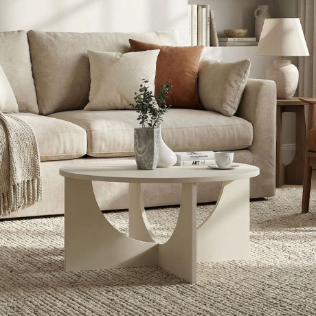 Τραπεζάκι Σαλονιού Lemmar Megapap Χρώμα Sandstone Ø75x36,8εκ.