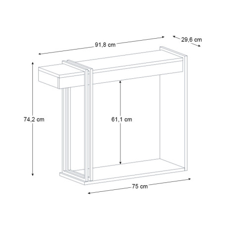 Κονσόλα Desca Megapap Χρώμα Travertine - Sandstone - Χρυσό 91,8x29,6x74,2εκ.