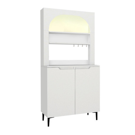 Έπιπλο Κουζίνας με led Melinta 2 Megapap Χρώμα Λευκό 90x40x181,8εκ.