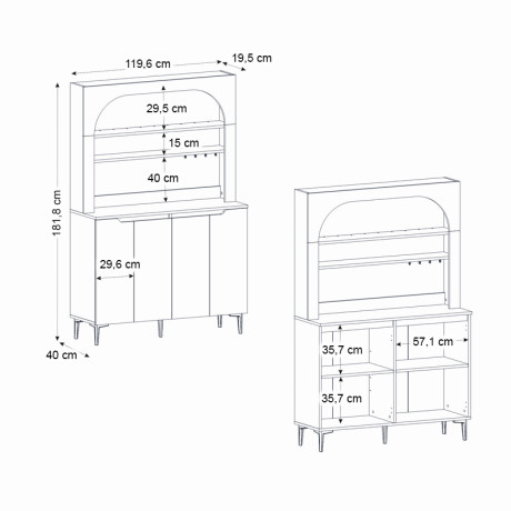 Έπιπλο Κουζίνας με led Melinta 4 Megapap Χρώμα Λευκό 120x40x181,8εκ.
