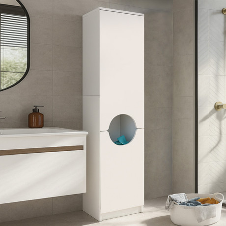 Ντουλάπι με Καλάθι Απλύτων Verga Megapap Χρώμα Λευκό 45x40x180εκ.