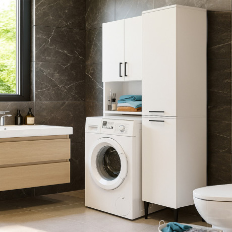 Ντουλάπι με Καλάθι Απλύτων Singa Megapap Χρώμα Λευκό 45x40x180εκ.