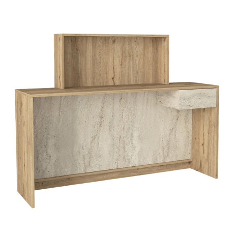 Γραφείο Υποδοχής - Reception Davis Megapap με led Χρώμα Sepet oak - Travertine 150x41,8x115εκ.