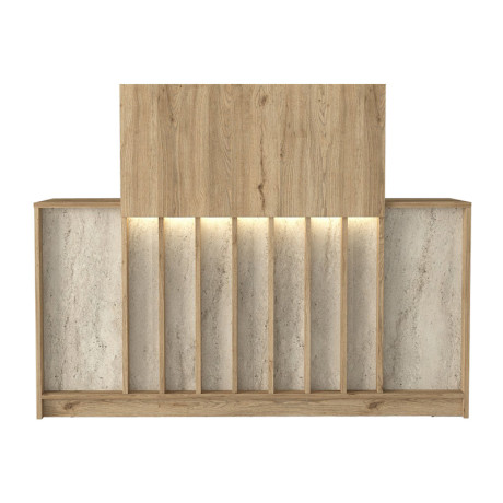 Γραφείο Υποδοχής - Reception Davis Megapap με led Χρώμα Sepet oak - Travertine 150x41,8x115εκ.