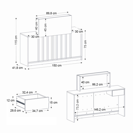 Γραφείο Υποδοχής - Reception Davis Megapap με led Χρώμα Sepet oak - Travertine 150x41,8x115εκ.