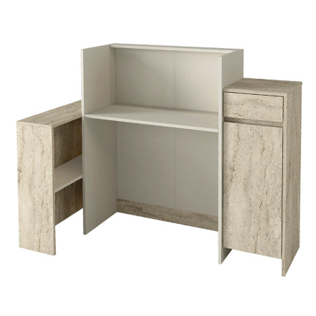 Γραφείο Υποδοχής - Reception Dayana Megapap με led Χρώμα Travertine - Sandstone 150x85,2x120εκ.