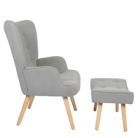 Πολυθρόνα ArteLibre AMARANTHUS Με Υποπόδιο Γκρι 98x70x77cm