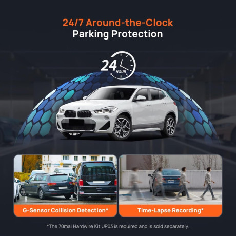 70mai A800se-1 Front & Rear Dash cam 4k w. 3inch Screen set w. Rearview cam - 2160p 140fov