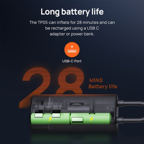 70mai Midrive Tp05 air Compressor Wireless - 18,5l/min 28mi - 2x 2.500mah Batteries