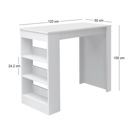 Τραπέζι Μπαρ Deep Megapap Χρώμα Λευκό 120x50x100εκ.