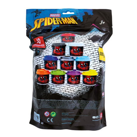 AS Πλαστελίνη Marvel Spiderman Σακουλάκι Με 10 Βαζάκια Και Καπάκια Καλουπάκια 280gr Για 3+ Χρονών