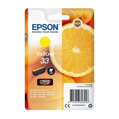 Ink Epson 33 C13t33444012 Claria Premium  Yellow - 4.5ml