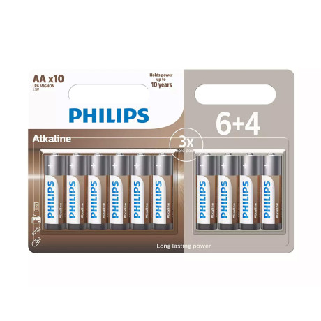 Philips Lr6a10bp.grs Αλκαλικές Μπαταρίες Υψηλής Απόδοσης 10 τμχ aa