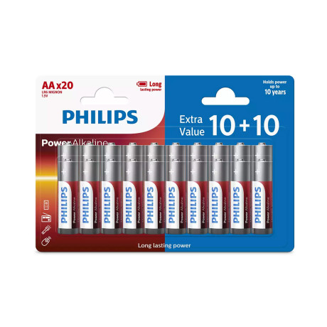 Philips Lr6p20bp.grs Power Alkaline Αλκαλικές Μπαταρίες Υψηλής Απόδοσης 20 τμχ aa