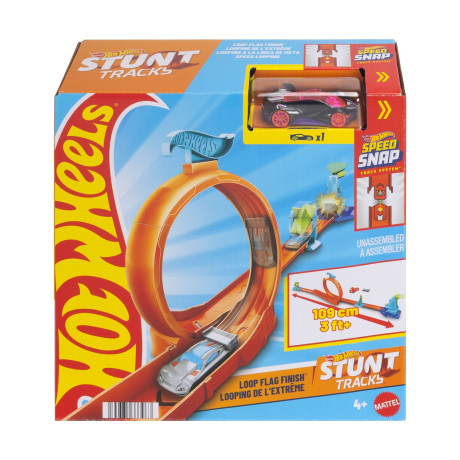 Mattel hot Wheels Speed Snap: Stunt Tracks - Loop Flag Finish Playset (Jhk77)
