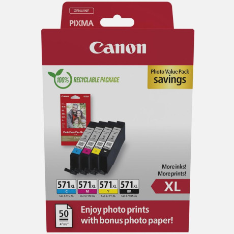Canon Μελάνι Inkjet cli-571xl Multipack Cmyk (0332c006) (Cancli-571xlmp)