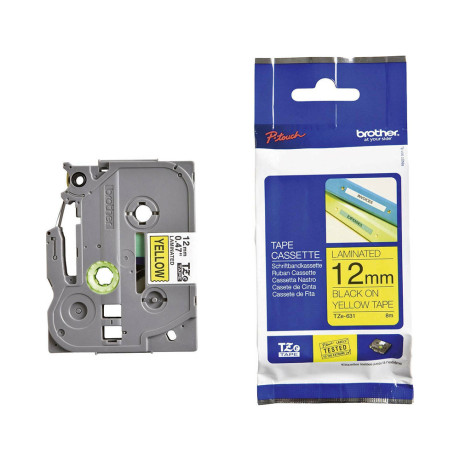 Brother tze-631 Labelling Tape – Black on Yellow, 12mm Wide (Tze631) (Brotze631)