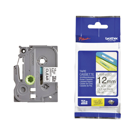 Brother tze-131 Labelling Tape – Black on Clear, 12mm Wide (Tze131) (Brotze131)