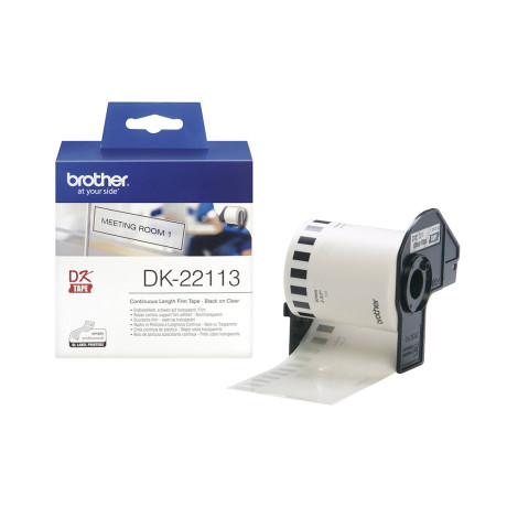 Brother dk-22113 Continuous Film Label Roll – Black on Clear, 62mm (Dk22113) (Brodk22113)