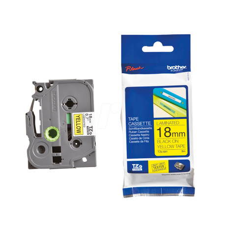 Brother p-Touch Laminated Black on Yellow 8m x 18mm (Tze641) (Brotze641)