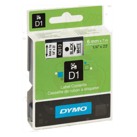 Ταινία Ετικετογράφου Dymo d1 (Μαύρα Γράμματα σε Λευκό Φόντο) (S0720780) (Dymo43613)