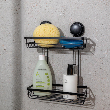 Estia Εταζερα με Βεντουζες Ισια 2 Θεσεων Μαυρη