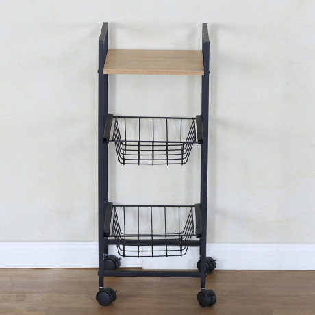 Ραφιέρα Κουζίνας ArteLibre ELMSTEAD Δρυς/Μαύρο Μοριοσανίδα/Μέταλλο 29x30x70cm