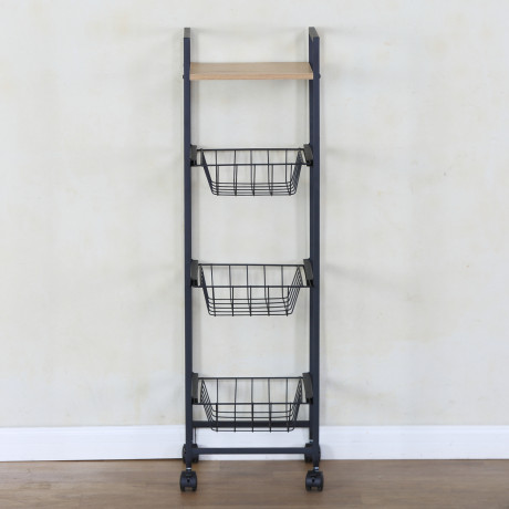 Ραφιέρα Κουζίνας ArteLibre ELMSTEAD Δρυς/Μαύρο Μοριοσανίδα/Μέταλλο 29x30x95cm