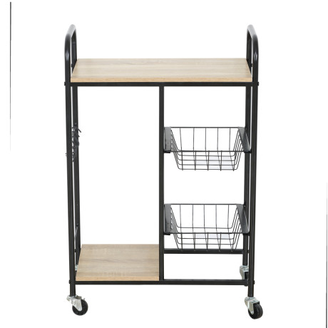 Ραφιέρα Κουζίνας ArteLibre HARTWELL Δρυς/Μαύρο Μοριοσανίδα/Μέταλλο 57x30x85cm