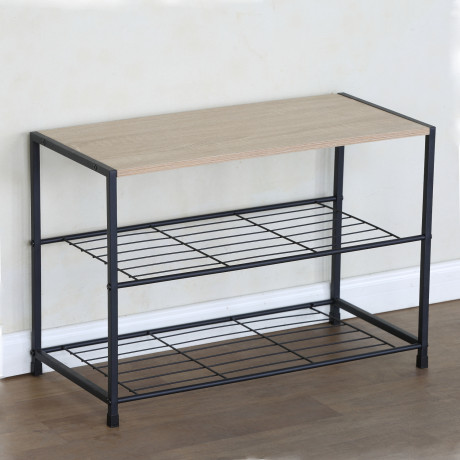 Παπουτσοθήκη ArteLibre JESMOND Δρυς/Μαύρο Μοριοσανίδα/Μέταλλο 63x30x43cm