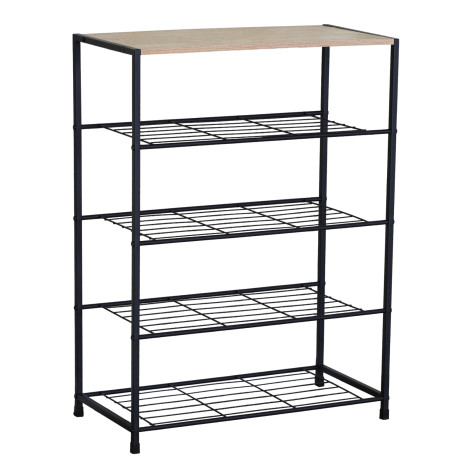 Παπουτσοθήκη ArteLibre KINGSWELL Δρυς/Μαύρο Μοριοσανίδα/Μέταλλο 63x30x83cm