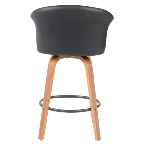 Σκαμπό Bar ArteLibre CASSIAN Μαύρο/Καφέ Ξύλο/PU 50x50x103cm