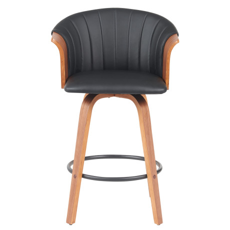 Σκαμπό Bar ArteLibre CASSIAN Μαύρο/Καφέ Ξύλο/PU 50x50x103cm