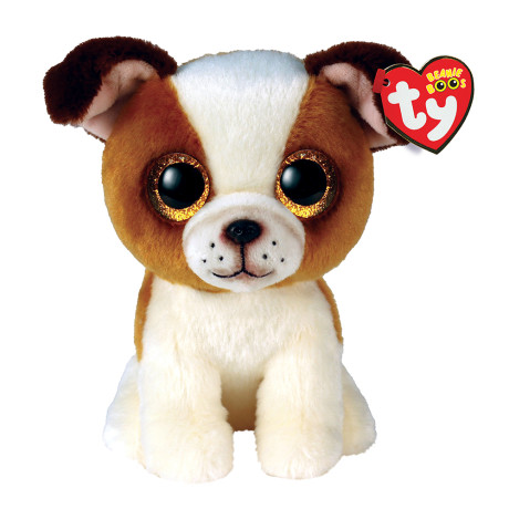 TY Beanie Boos Hugo Χνουδωτό Σκυλάκι Καφέ Και Λευκό 15εκ