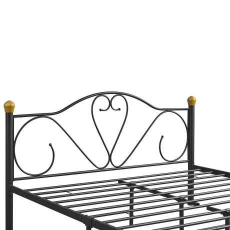 Κρεβάτι Υπέρδιπλο ArteLibre MOONRISE Μαύρο Μέταλλο 210x168x90cm (Στρώμα 160x200cm)