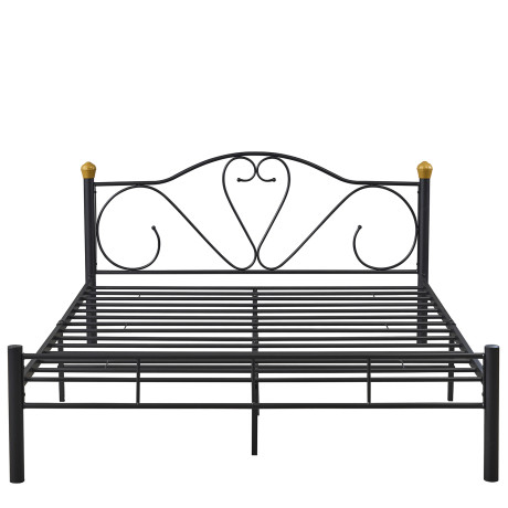 Κρεβάτι Υπέρδιπλο ArteLibre MOONRISE Μαύρο Μέταλλο 210x168x90cm (Στρώμα 160x200cm)