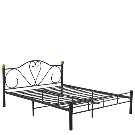 Κρεβάτι Υπέρδιπλο ArteLibre MOONRISE Μαύρο Μέταλλο 210x168x90cm (Στρώμα 160x200cm)